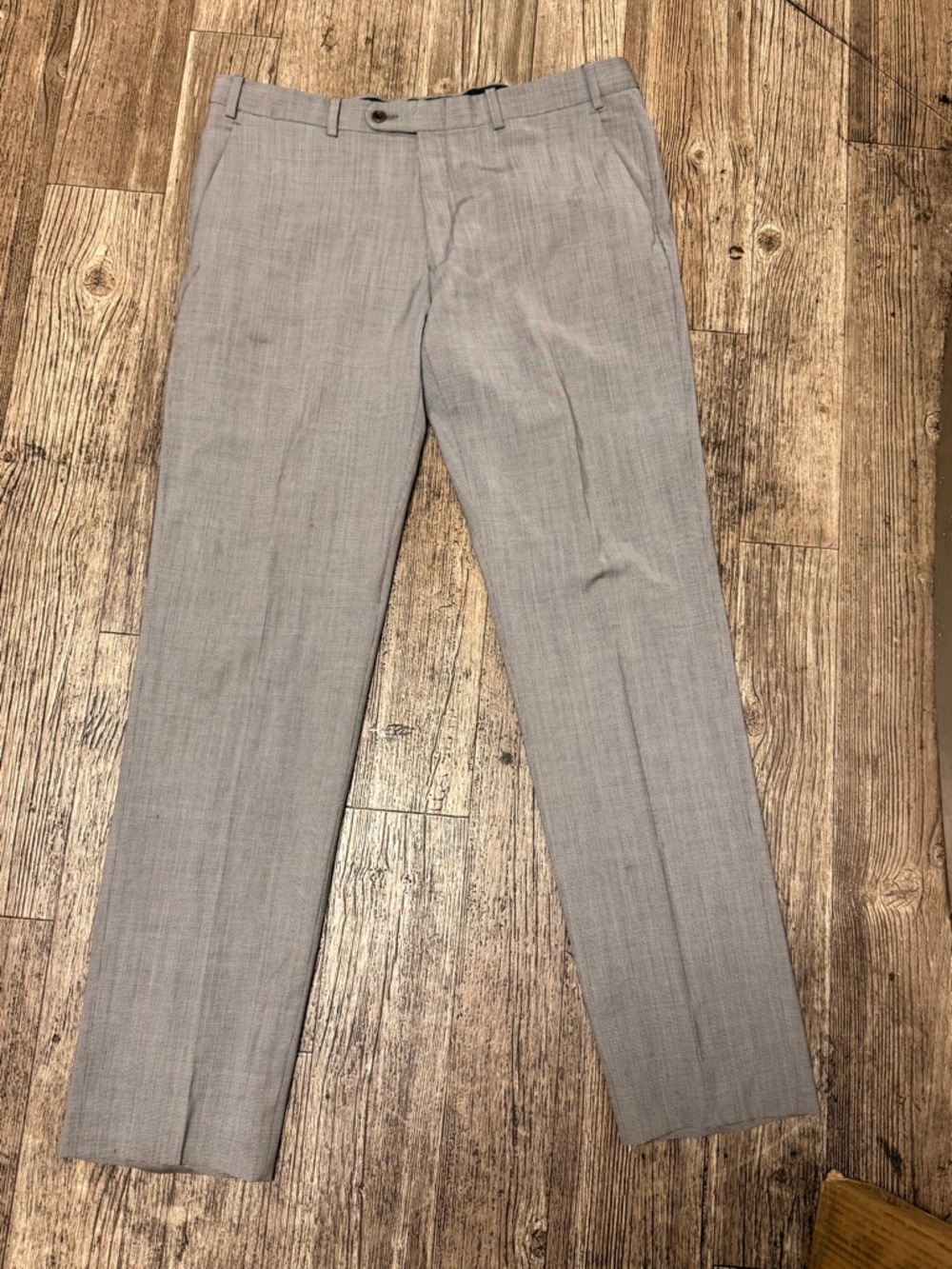 John Varvatos Men's Slim Fit Gray Wool Check Dress Pants 34